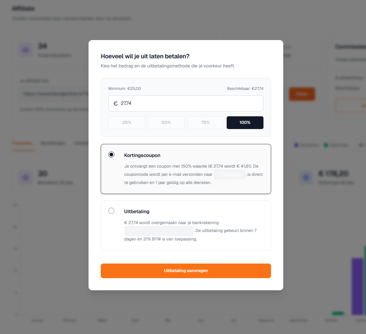 Uitbetalingsopties affiliate programma